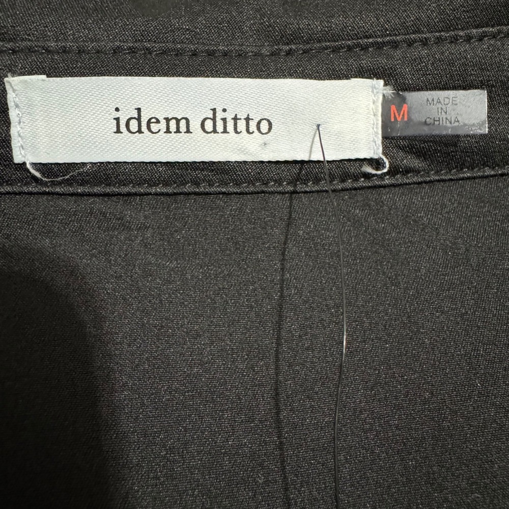 Idem Ditto Black Ruched Front Long Sleeve Collared Button Down Gothic Shirt M - Picture 12 of 14